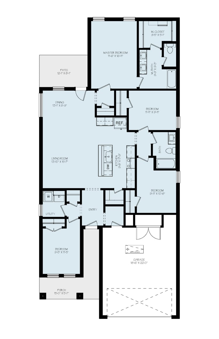 Floor plan for the Penny, a Betenbough Homes floor plan