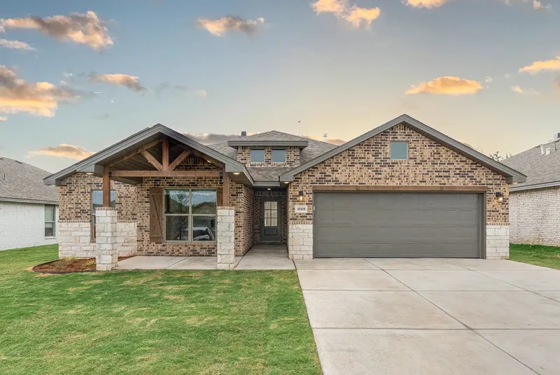 Rendering of a Betenbough home elevation with a front entry garage.