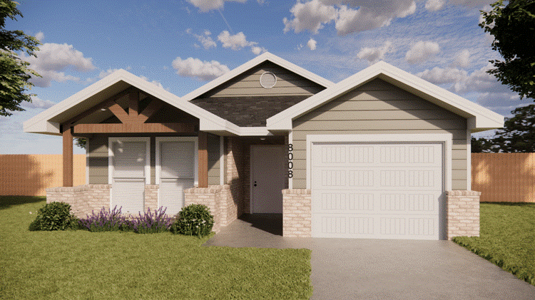 Rendering of Betenbough Homes' Aspen new home elevation, an affordable new home.