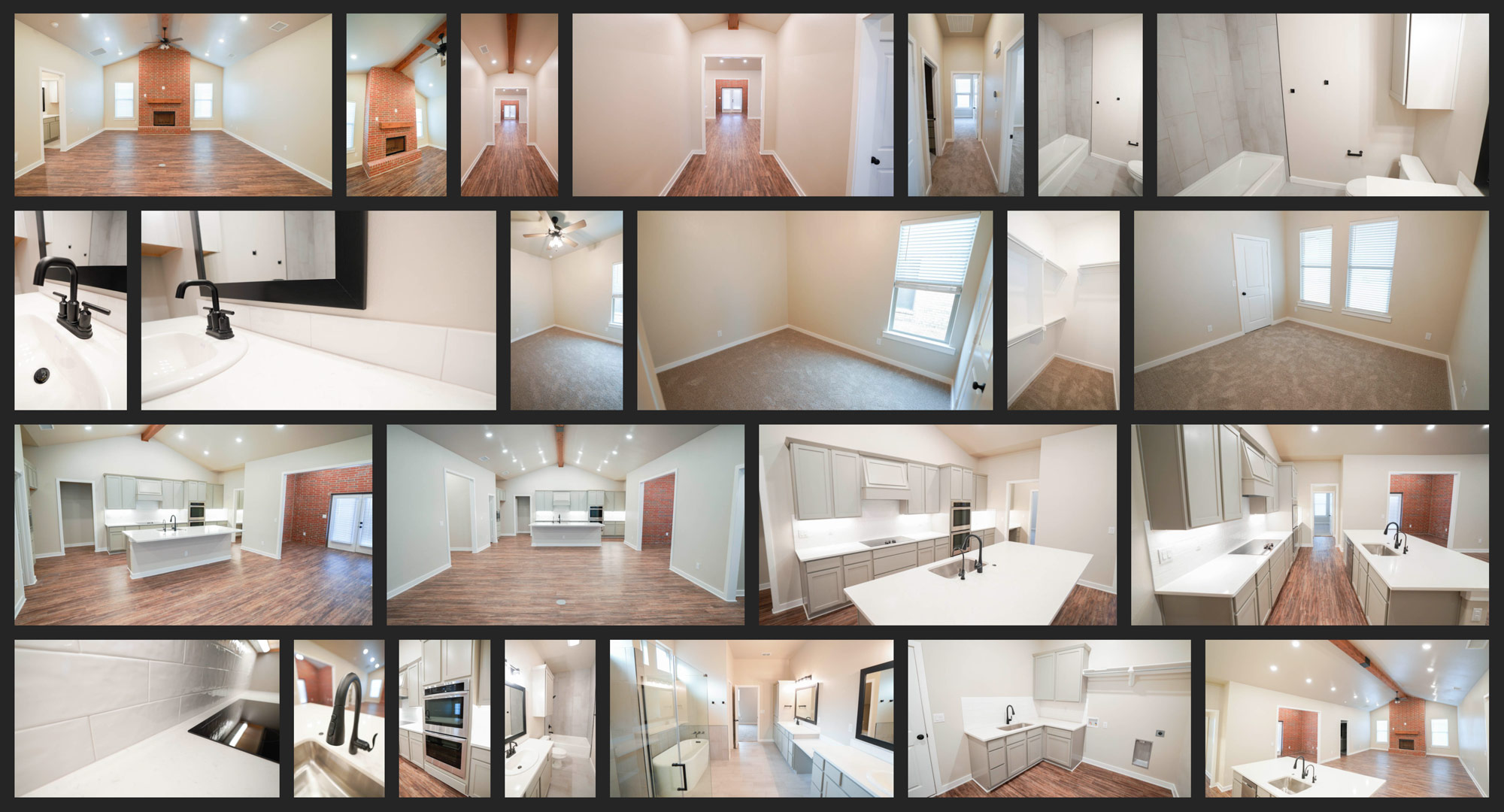 Collage of photos of interior of a Betenbough Homes Signature Series home.