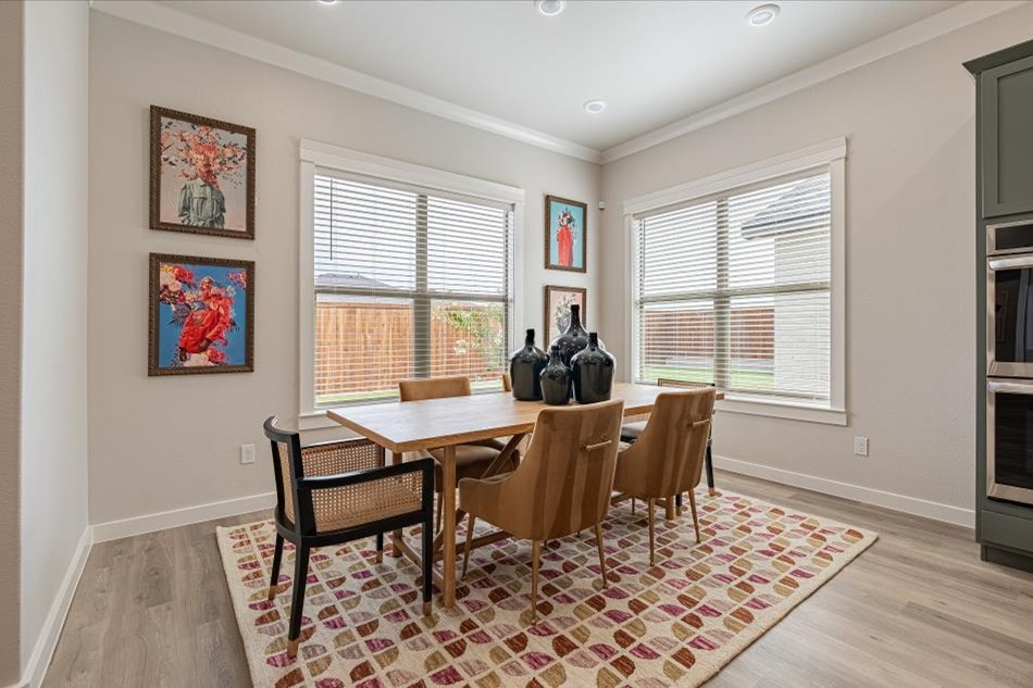 Photo of Betenbough Homes' 2024 Lubbock Parade Home staged dining room.