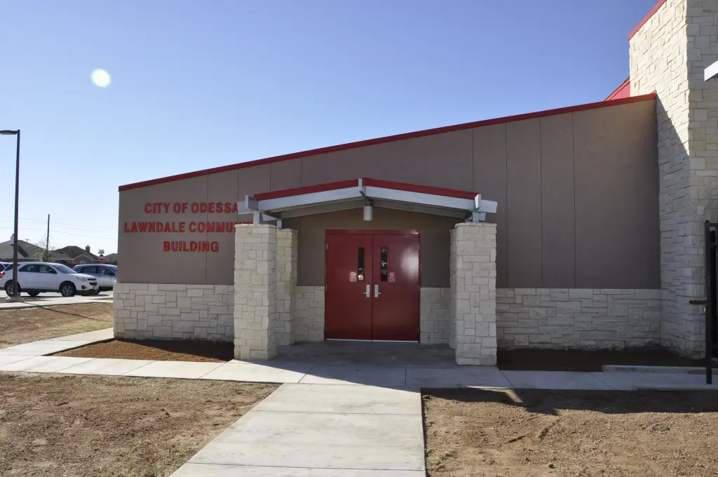 Photo of the Odessa Lawndale Community Building near Ratliff Ridge.