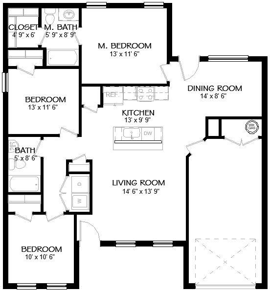 Floor plan for Betenbough Homes' Florence and Briley new home elevations, both affordable new homes.