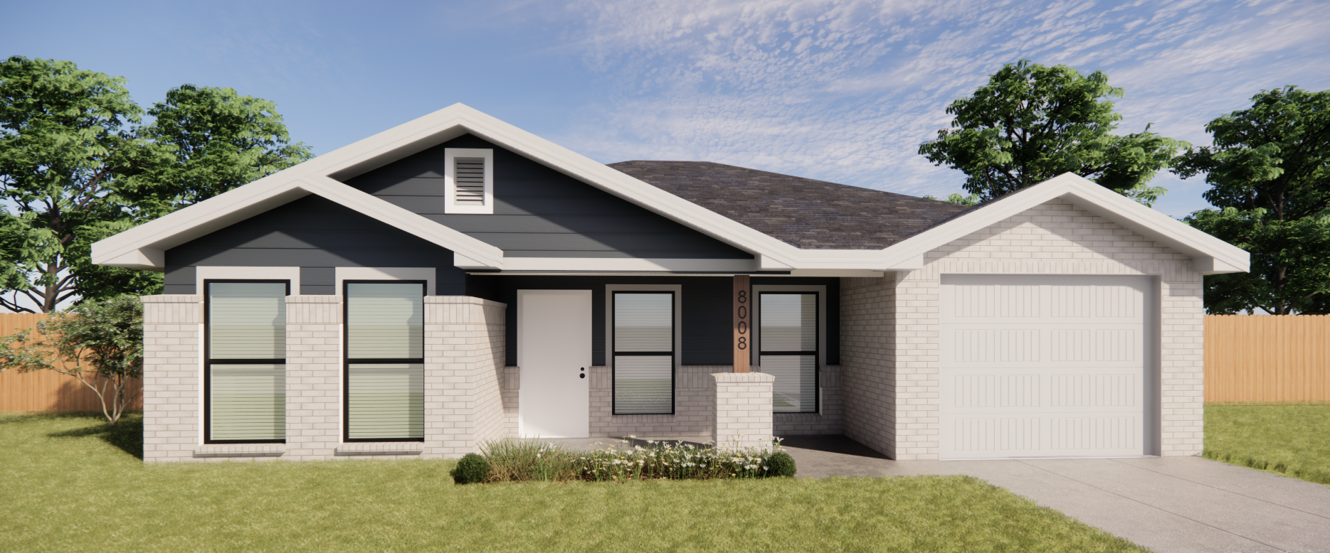 Rendering of Betenbough Homes' Florence new home elevation.