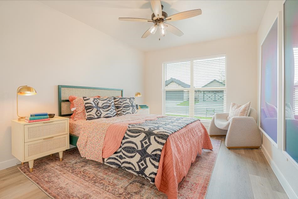 Photo of Betenbough Homes' 2024 Lubbock Parade Home staged guest room.