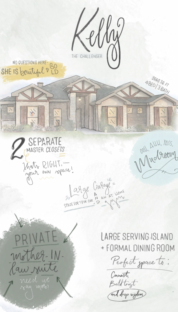 Graphic representing Betenbough Homes' Kelly floor plan as the Enneagram