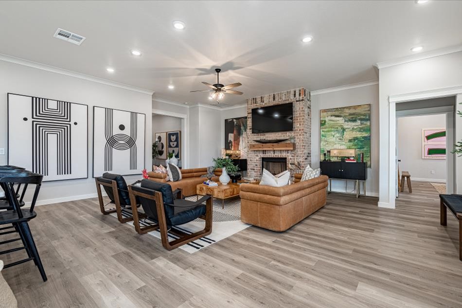 Photo of Betenbough Homes' 2024 Lubbock Parade Home staged living room.